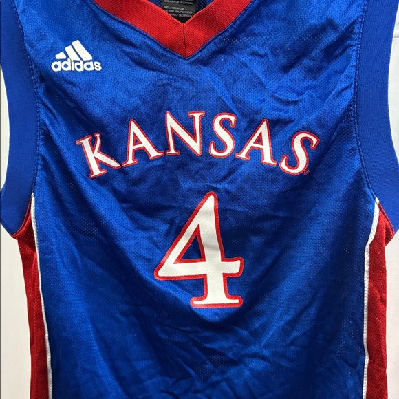 KU Jayhawks Adidas Kids Basketball Jersey Size Medium 10-12 #4 Sherron Collins - Picture 2 of 5